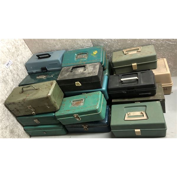 Group of 22 assorted vintage tackle boxes