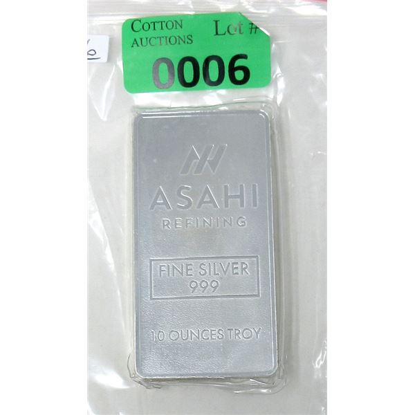 10 Oz. Asahi Refining .999 Fine Silver Bar