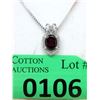 Image 1 : 2.1 CT Garnet & Diamond Sterling Silver Pendant