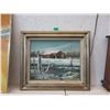 Image 1 : Oil on Canvas Winter Scene Signed Madison