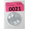 Image 1 : 1 Oz .9999 Fine Silver 2021 Canada Maple Leaf Coin