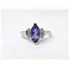 Image 1 : Amethyst & Diamond Sterling Silver Ring