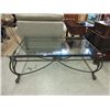 Image 1 : Large Glass Top Coffee Table - Solid metal base