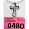 Image 1 : Two Tone Diamond Cross Pendant with Chain