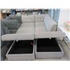 Image 1 : 4 Pc Beige Sectional Sofa & 2 Storage Ottomans