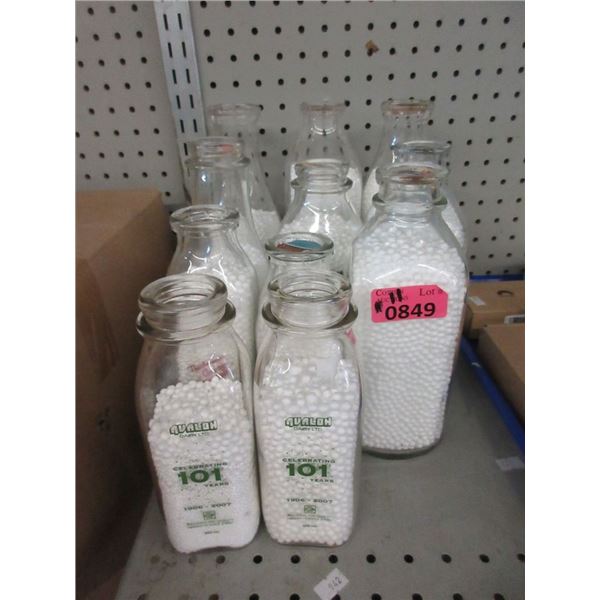 11 Assorted Glass Milk Bottles