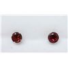 Image 1 : New 14 KT White Gold Garnet Stud Earrings