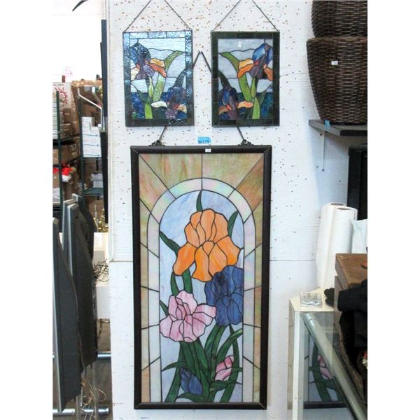 2 Small & 1 Large Stained Glass Panel