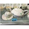 Image 1 : Irish Belleek China Tea Pot, Sugar & 2 Saucers