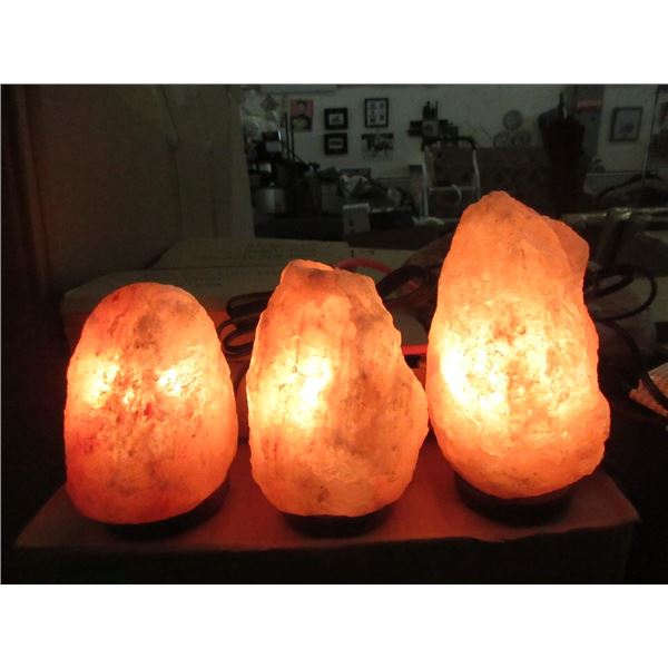 3 New 8" Himalayan Salt Lamps - With Bulbs & Cords