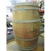 Image 1 : Metal Banded Wood Barrel - 36" tall x 24" diameter