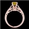 Image 2 : 1 ctw Certified SI/I Fancy Intense Yellow Diamond Ring 10k Rose Gold - REF-156N8F