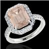 Image 2 : 4.50 ctw Morganite & Micro Pave VS/SI Diamond Ring 18k White Gold - REF-112W4H