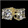 Image 3 : 2 ctw Certified VS/SI Quality Cushion Diamond Stud Earrings 10k Yellow Gold - REF-478F6M