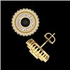 Image 3 : 2.61 ctw Fancy Black Diamond Art Deco Stud Earrings 18k Yellow Gold - REF-236W4H
