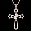Image 2 : 1 ctw Micro Pave VS/SI Diamond Cross Necklace 14k Rose Gold - REF-118N2F