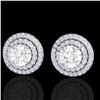 Image 1 : 2 ctw Micro Pave VS/SI Diamond Certified Stud Earrings 18k White Gold - REF-263W6H