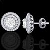 Image 2 : 2 ctw Micro Pave VS/SI Diamond Certified Stud Earrings 18k White Gold - REF-263W6H