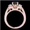 Image 2 : 1.7 ctw Certified VS Black Diamond 3 Stone Solitaire Ring 10k Rose Gold - REF-75G2W