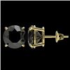 Image 2 : 4.19 ctw Fancy Black Diamond Solitaire Stud Earrings 10k Yellow Gold - REF-68X8A