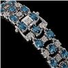 Image 3 : 16.06 ctw London Topaz & Diamond Row Bracelet 10K White Gold - REF-209R3K