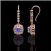 Image 2 : 5.2 ctw Certified Tanzanite & Diamond Victorian Earrings 14K Rose Gold - REF-172N8F