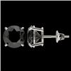 Image 2 : 3.70 ctw Fancy Black Diamond Solitaire Stud Earrings 10k White Gold - REF-60X3A