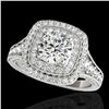 Image 1 : 2 ctw Certified Diamond Solitaire Halo Ring 10k White Gold - REF-231W8H