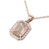 Image 1 : 2.70 ctw Morganite & Micro Pave Diamond Necklace 14k Rose Gold - REF-83X3A