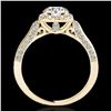 Image 2 : 1.7 ctw Certified Diamond Solitaire Halo Ring 10k Yellow Gold - REF-211H4R