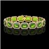 Image 1 : 33.37 ctw Peridot & Diamond Micro Pave Halo Bracelet 10k Yellow Gold - REF-405A5N