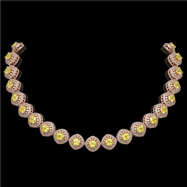 62.37 ctw Canary Citrine & Diamond Victorian Necklace 14K Rose Gold - REF-1782Y9X