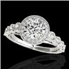 Image 1 : 1.50 ctw Certified Diamond Solitaire Halo Ring 10k White Gold - REF-204X5A