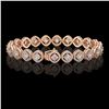 Image 2 : 8.44 ctw Cushion Cut Diamond Micro Pave Bracelet 18K Rose Gold - REF-736H2R