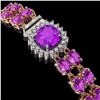 Image 2 : 14.31 ctw Amethyst & Diamond Bracelet 14K Rose Gold - REF-178M2G