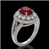 Image 2 : 4.55 ctw Certified Ruby & Diamond Victorian Ring 14K White Gold - REF-143K6Y