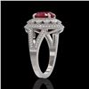 Image 3 : 4.55 ctw Certified Ruby & Diamond Victorian Ring 14K White Gold - REF-143K6Y