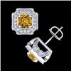 Image 3 : 2.75 ctw Intense Fancy Yellow Diamond Art Deco Earrings 18k White Gold - REF-290N9F