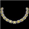 Image 1 : 49.68 ctw Canary Citrine & Diamond Victorian Bracelet 14K White Gold - REF-1055H3R