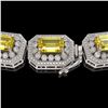 Image 3 : 49.68 ctw Canary Citrine & Diamond Victorian Bracelet 14K White Gold - REF-1055H3R