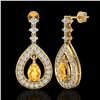 Image 2 : 2.25 ctw Citrine & Micro Pave VS/SI Diamond Earrings 14k Yellow Gold - REF-99K8Y