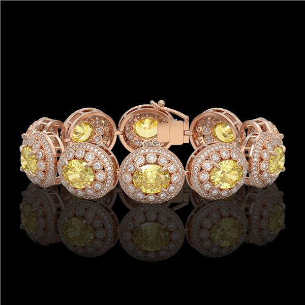 40.37 ctw Canary Citrine & Diamond Victorian Bracelet 14K Rose Gold - REF-1186A4N