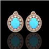 Image 1 : 9.21 ctw Turquoise & Diamond Victorian Earrings 14K Rose Gold - REF-266Y4X