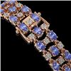 Image 3 : 23.9 ctw Tanzanite & Diamond Bracelet 10K Rose Gold - REF-318W2H