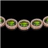 Image 3 : 31.1 ctw Peridot & Diamond Micro Pave Halo Necklace 10k Rose Gold - REF-600F2M