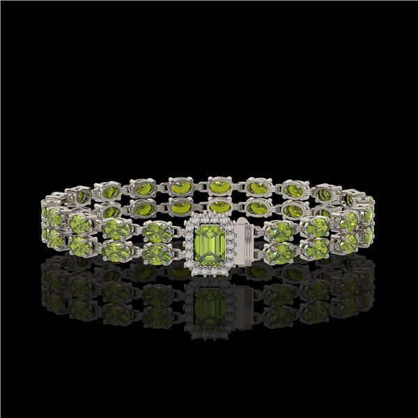 16.97 ctw Tourmaline & Diamond Bracelet 14K White Gold - REF-236F4M
