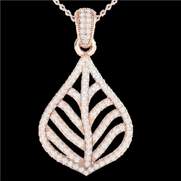 1.25 ctw Micro Pave VS/SI Diamond Necklace Designer 14k Rose Gold - REF-134W5H