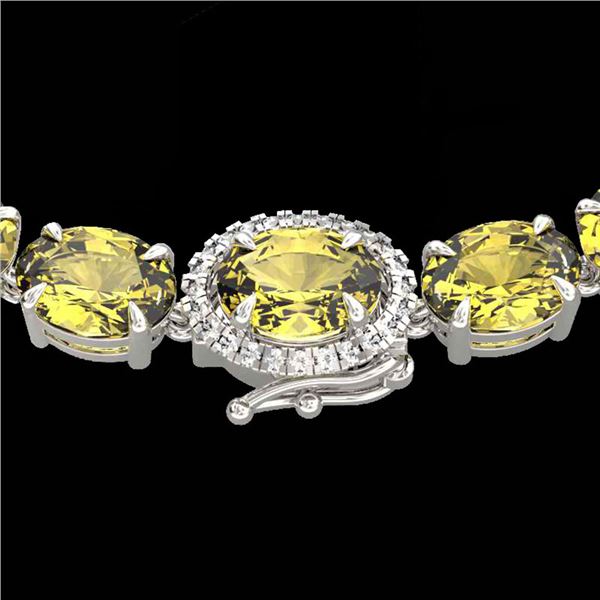 72 ctw Citrine & VS/SI Diamond Micro Pave Necklace 14k White Gold - REF-281M8G