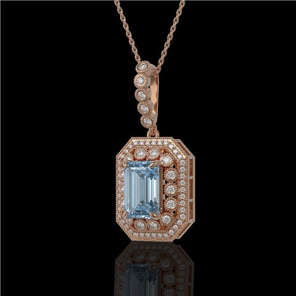 5.66 ctw Aquamarine & Diamond Victorian Necklace 14K Rose Gold - REF-172N8F