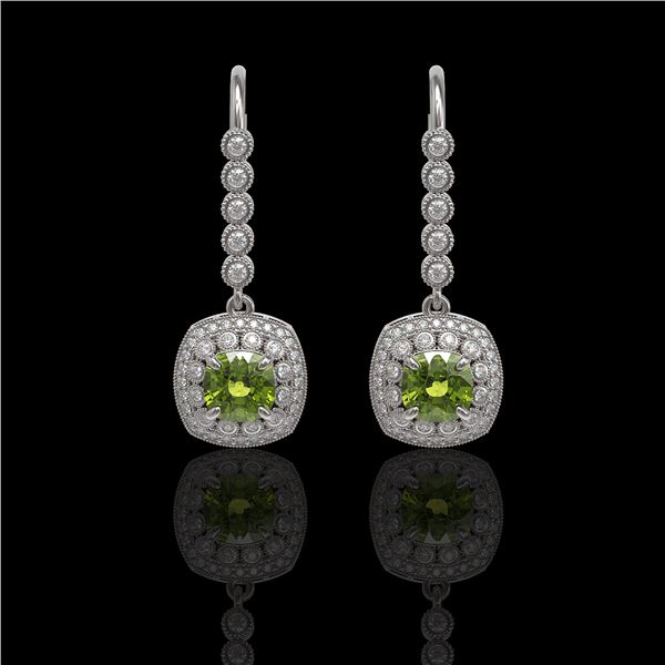 4.5 ctw Tourmaline & Diamond Victorian Earrings 14K White Gold - REF-172G8W